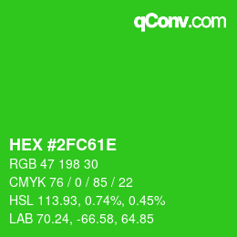Color code: HEX #2FC61E | qconv.com
