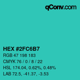 カラーコード: HEX #2FC6B7 | qconv.com
