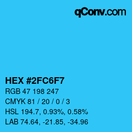 カラーコード: HEX #2FC6F7 | qconv.com