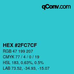 Color code: HEX #2FC7CF | qconv.com