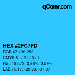 カラーコード: HEX #2FC7FD | qconv.com