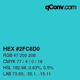 Color code: HEX #2FC8D0 | qconv.com