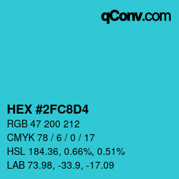 Color code: HEX #2FC8D4 | qconv.com