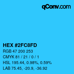 カラーコード: HEX #2FC8FD | qconv.com