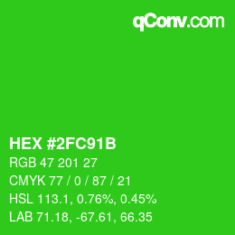 Color code: HEX #2FC91B | qconv.com
