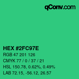 Color code: HEX #2FC97E | qconv.com