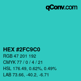 Color code: HEX #2FC9C0 | qconv.com