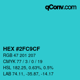 Color code: HEX #2FC9CF | qconv.com