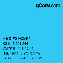 Color code: HEX #2FC9F4 | qconv.com