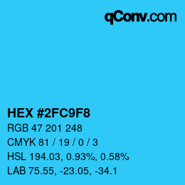 Color code: HEX #2FC9F8 | qconv.com