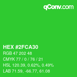 カラーコード: HEX #2FCA30 | qconv.com