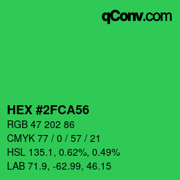 Color code: HEX #2FCA56 | qconv.com