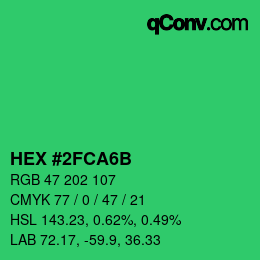 Color code: HEX #2FCA6B | qconv.com