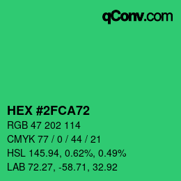 Color code: HEX #2FCA72 | qconv.com