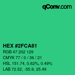 Color code: HEX #2FCA81 | qconv.com
