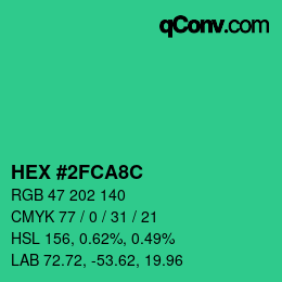 Code couleur: HEX #2FCA8C | qconv.com