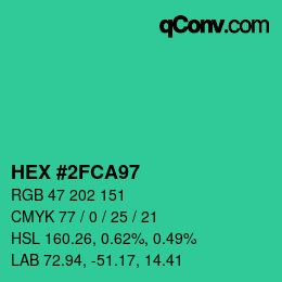 Color code: HEX #2FCA97 | qconv.com