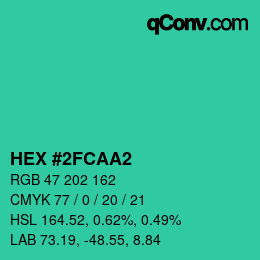 Color code: HEX #2FCAA2 | qconv.com