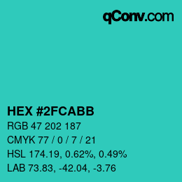 Color code: HEX #2FCABB | qconv.com
