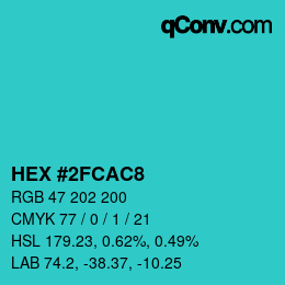 Color code: HEX #2FCAC8 | qconv.com