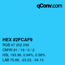 Color code: HEX #2FCAF9 | qconv.com