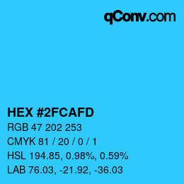 カラーコード: HEX #2FCAFD | qconv.com