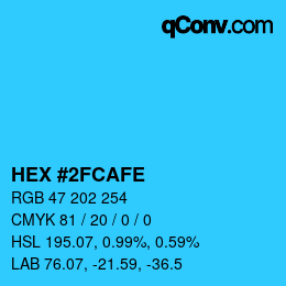 Color code: HEX #2FCAFE | qconv.com