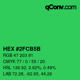 Color code: HEX #2FCB5B | qconv.com