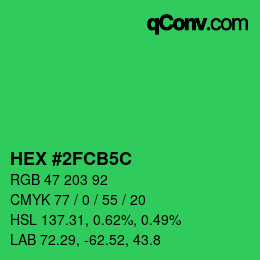 Color code: HEX #2FCB5C | qconv.com