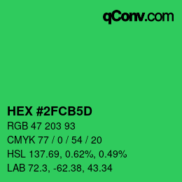 Color code: HEX #2FCB5D | qconv.com