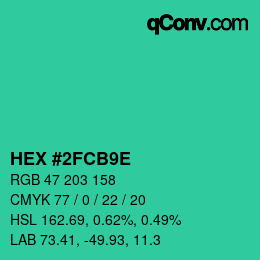 Color code: HEX #2FCB9E | qconv.com