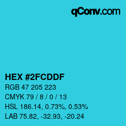 Color code: HEX #2FCDDF | qconv.com