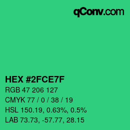 Color code: HEX #2FCE7F | qconv.com