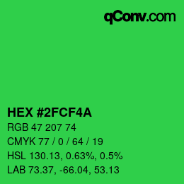 Color code: HEX #2FCF4A | qconv.com