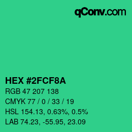 Color code: HEX #2FCF8A | qconv.com