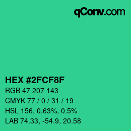 Farbcode: HEX #2FCF8F | qconv.com
