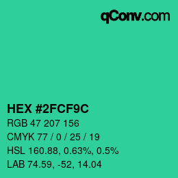 Color code: HEX #2FCF9C | qconv.com
