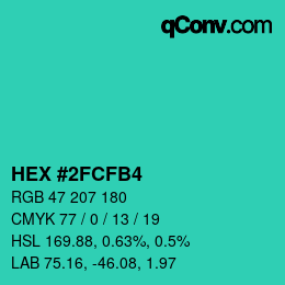 Color code: HEX #2FCFB4 | qconv.com