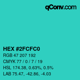 Color code: HEX #2FCFC0 | qconv.com