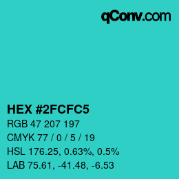 Color code: HEX #2FCFC5 | qconv.com
