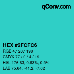 Color code: HEX #2FCFC6 | qconv.com