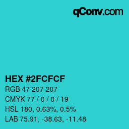 Color code: HEX #2FCFCF | qconv.com