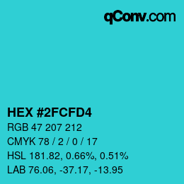 Color code: HEX #2FCFD4 | qconv.com