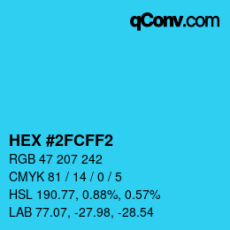 Color code: HEX #2FCFF2 | qconv.com
