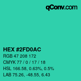 Color code: HEX #2FD0AC | qconv.com