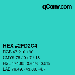Color code: HEX #2FD2C4 | qconv.com