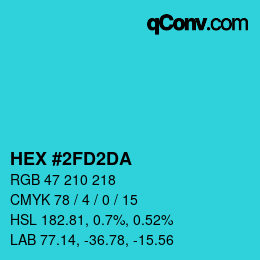 颜色代码: HEX #2FD2DA | qconv.com