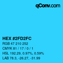カラーコード: HEX #2FD2FC | qconv.com