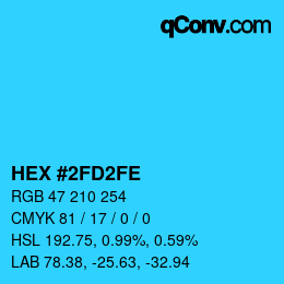 颜色代码: HEX #2FD2FE | qconv.com
