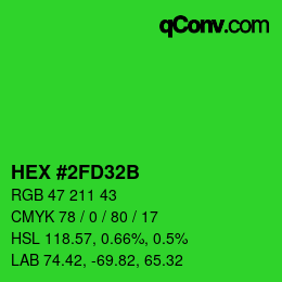 Color code: HEX #2FD32B | qconv.com